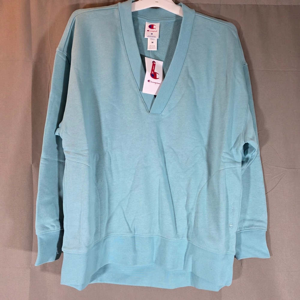 Champion Womens Gameday Deep V Tunic Pullover Milky Way Blue‎ Sweatshirt M NEW